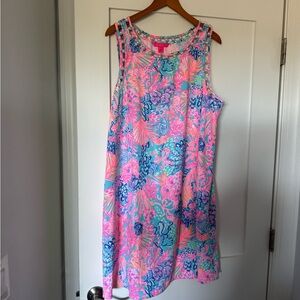 Lilly Pulitzer Pink and Blue Dress with Pearl Accents